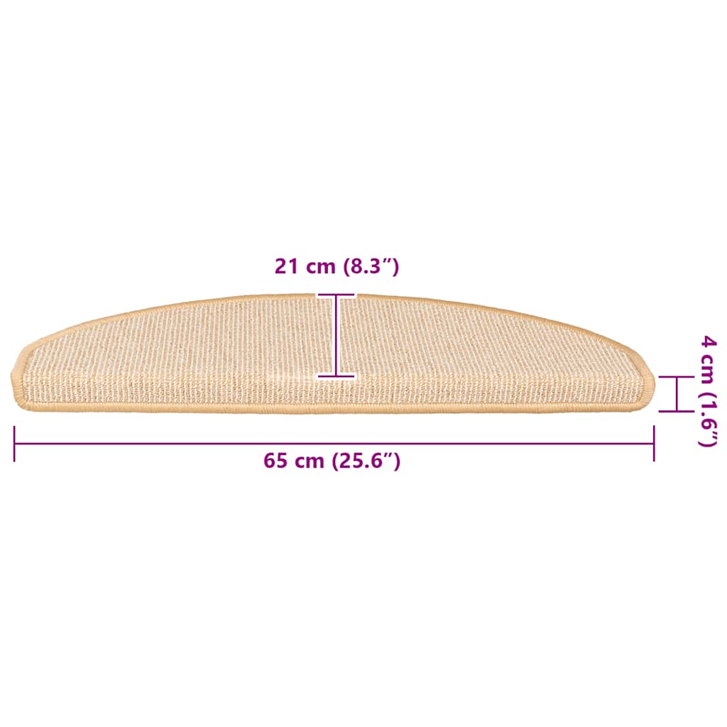 Stair Mats 15 pcs 65x21x4 cm Cream Half Round Large