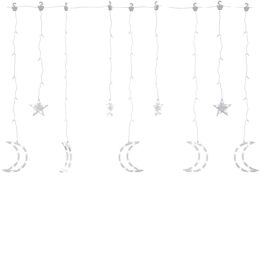 Star and Moon Fairy Lights Remote Control 138 LED Cold White Star and Moon Fairy Lights Remote Control 138 LED Cold White