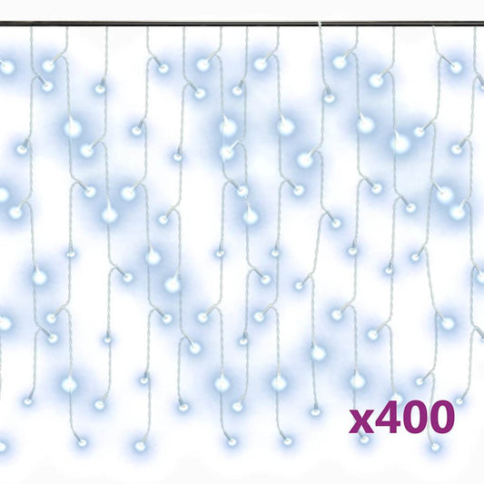 LED Curtain Icicle Lights 10m 400 LED Cold White 8 Function LED Curtain Icicle Lights 10m 400 LED Cold White 8 Function