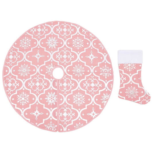 Luxury Christmas Tree Skirt with Sock Pink 90 cm Fabric Luxury Christmas Tree Skirt with Sock Pink 90 cm Fabric