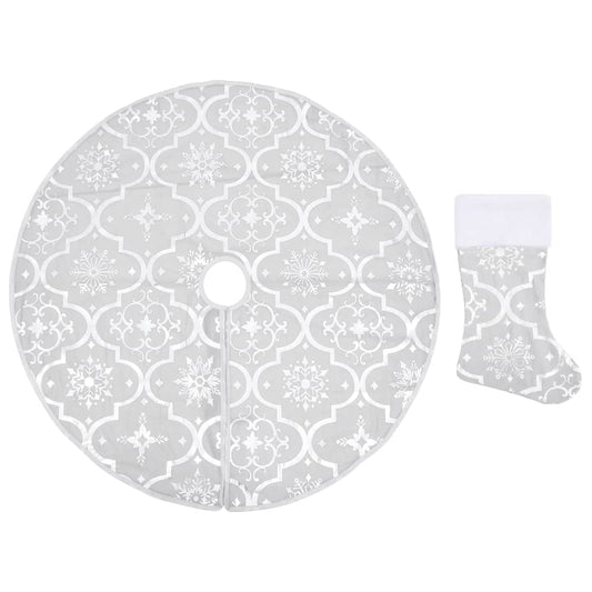 Luxury Christmas Tree Skirt with Sock White 90 cm Fabric Luxury Christmas Tree Skirt with Sock White 90 cm Fabric