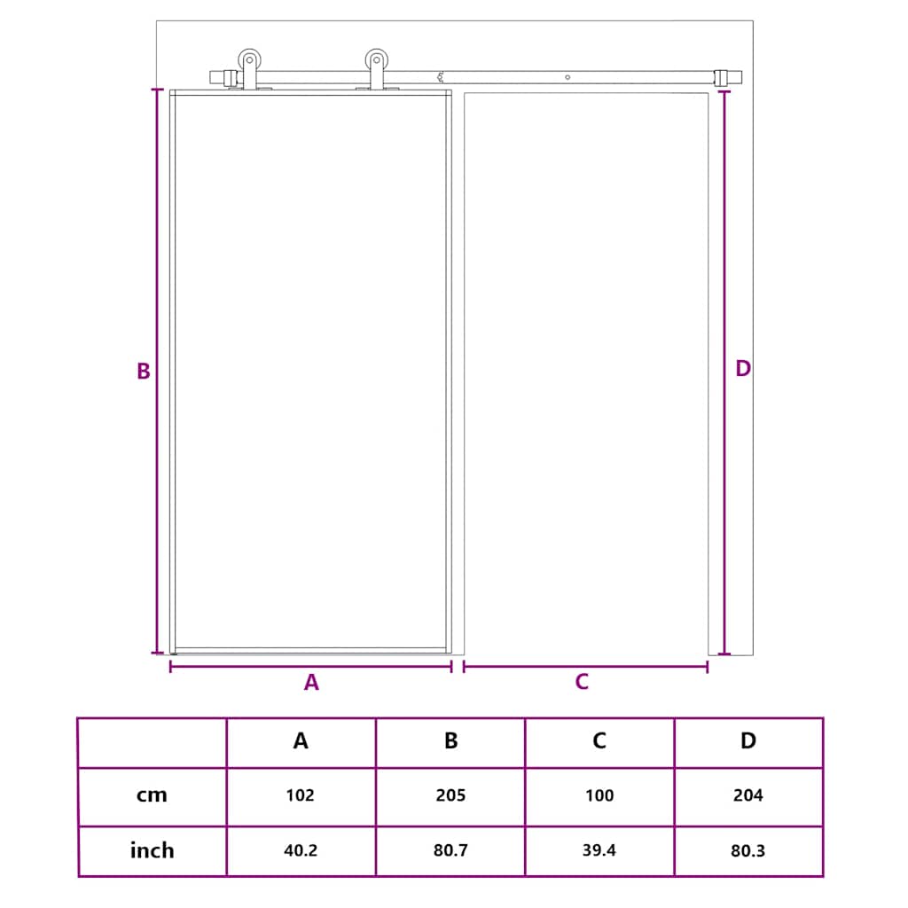 Sliding Door ESG Glass and Aluminium 102x205 cm Black