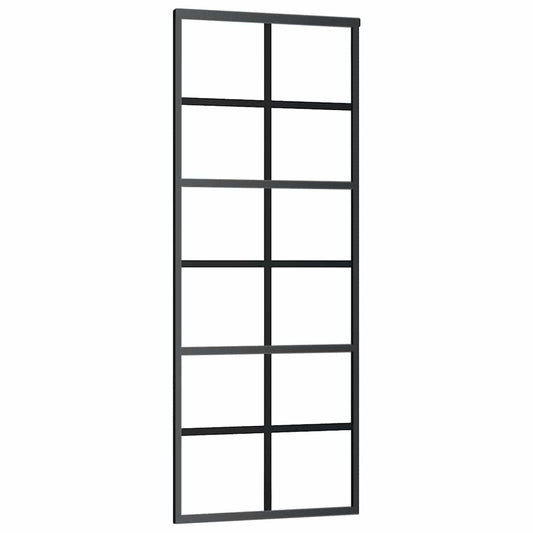 Sliding Door ESG Glass and Aluminium 76x205 cm Black Sliding Door ESG Glass and Aluminium 76x205 cm Black