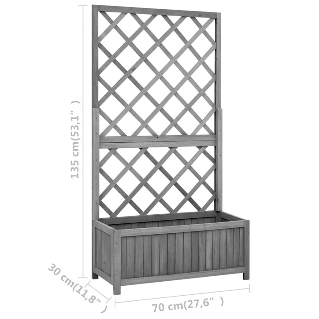 Planter with Trellis Black 70x30x135 cm Solid Wood Fir