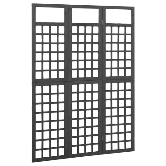 3-Panel Room Divider/Trellis Solid Fir Wood Black 121x180 cm 3-Panel Room Divider/Trellis Solid Fir Wood Black 121x180 cm