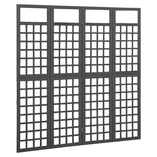 4-Panel Room Divider/Trellis Solid Fir Wood Black 161x180 cm 4-Panel Room Divider/Trellis Solid Fir Wood Black 161x180 cm