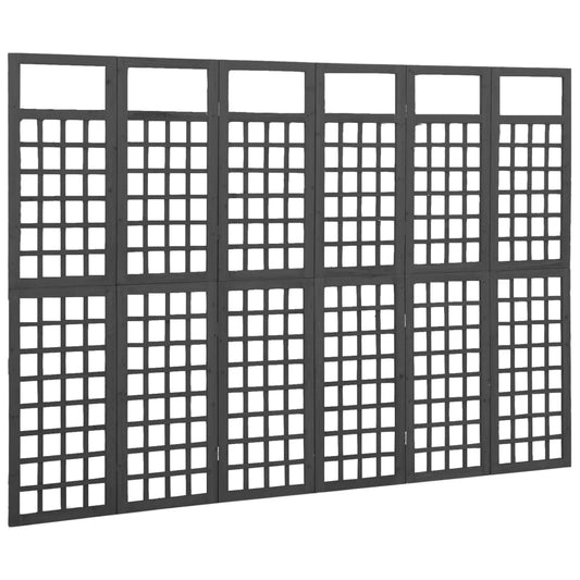 6-Panel Room Divider/Trellis Solid Fir Wood Black 242.5x180 cm 6-Panel Room Divider/Trellis Solid Fir Wood Black 242.5x180 cm