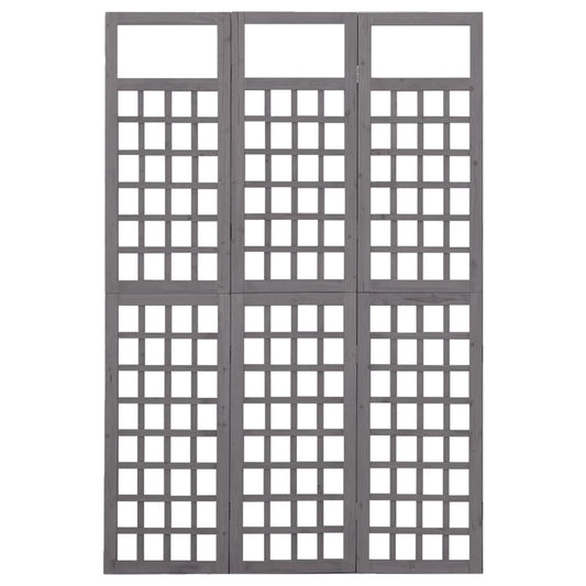 3-Panel Room Divider/Trellis Solid Fir Wood Grey 121x180 cm 3-Panel Room Divider/Trellis Solid Fir Wood Grey 121x180 cm
