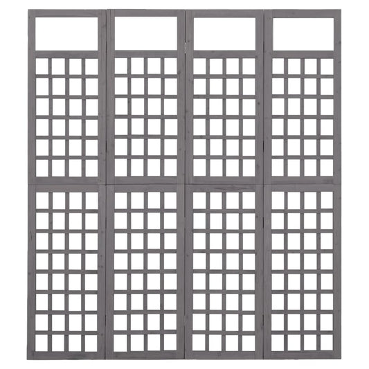 4-Panel Room Divider/Trellis Solid Fir Wood Grey 161x180 cm 4-Panel Room Divider/Trellis Solid Fir Wood Grey 161x180 cm