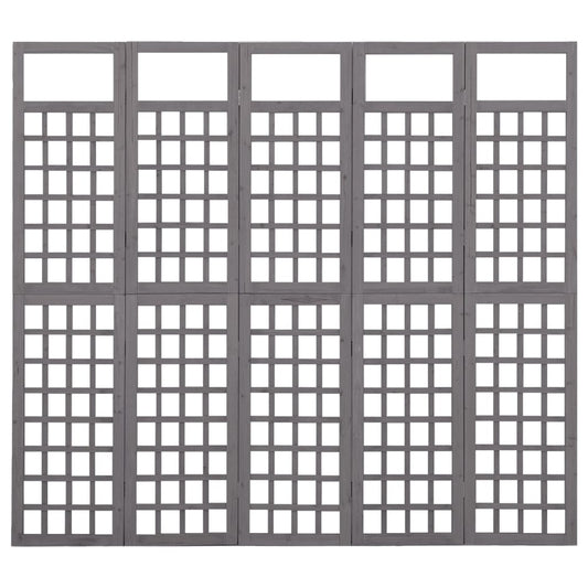 5-Panel Room Divider/Trellis Solid Fir Wood Grey 201.5x180 cm 5-Panel Room Divider/Trellis Solid Fir Wood Grey 201.5x180 cm
