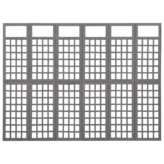 6-Panel Room Divider/Trellis Solid Fir Wood Grey 242.5x180 cm 6-Panel Room Divider/Trellis Solid Fir Wood Grey 242.5x180 cm