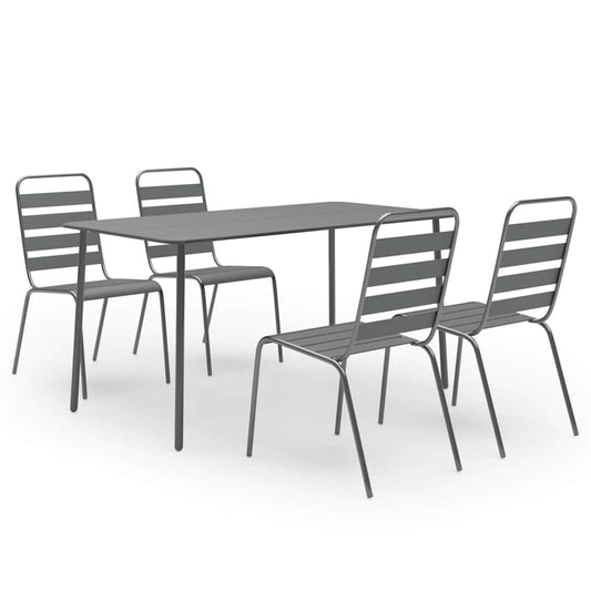 5 Piece Garden Dining Set Steel Dark Grey 5 Piece Garden Dining Set Steel Dark Grey