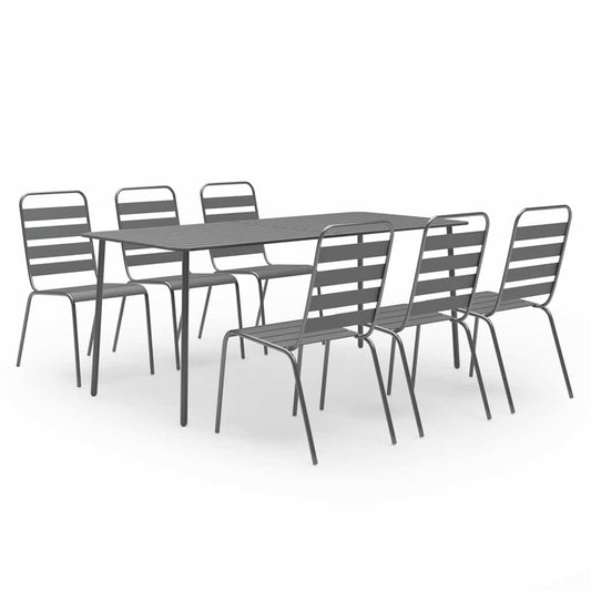 7 Piece Garden Dining Set Steel Dark Grey 7 Piece Garden Dining Set Steel Dark Grey