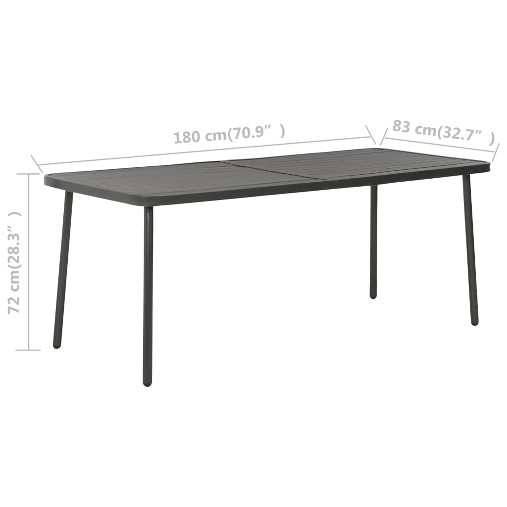 7 Piece Garden Dining Set Steel Dark Grey