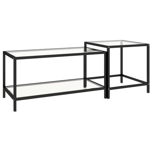 Tea Tables 2 pcs Tempered Glass Transparent Tea Tables 2 pcs Tempered Glass Transparent