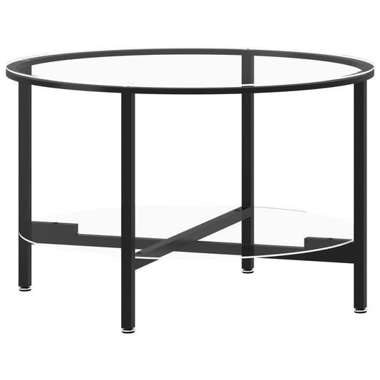 Tea Table Black and Transparent 70 cm Tempered Glass Tea Table Black and Transparent 70 cm Tempered Glass