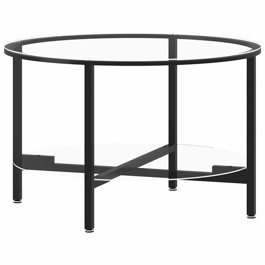 331617 vidaXL Tea Table Black and Transparent 70 cm Tempered Glass 331617 vidaXL Tea Table Black and Transparent 70 cm Tempered Glass