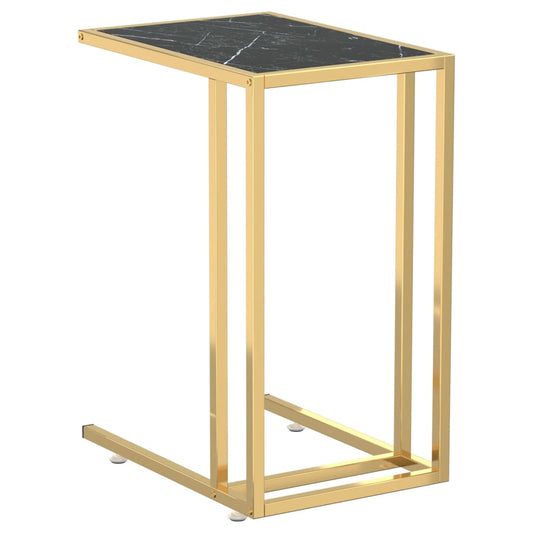 Computer Side Table Black Marble 50x35x65 cm Tempered Glass Computer Side Table Black Marble 50x35x65 cm Tempered Glass