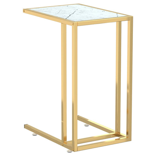 Computer Side Table White Marble 50x35x65 cm Tempered Glass Computer Side Table White Marble 50x35x65 cm Tempered Glass