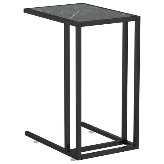 Computer Side Table Black Marble 50x35x65 cm Tempered Glass Computer Side Table Black Marble 50x35x65 cm Tempered Glass