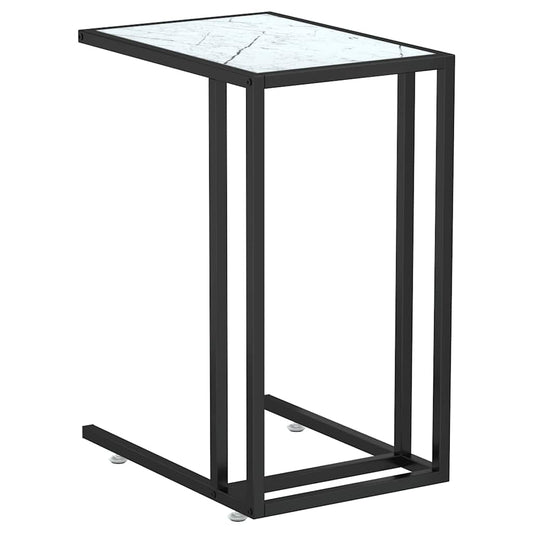 Computer Side Table White Marble 50x35x65 cm Tempered Glass Computer Side Table White Marble 50x35x65 cm Tempered Glass