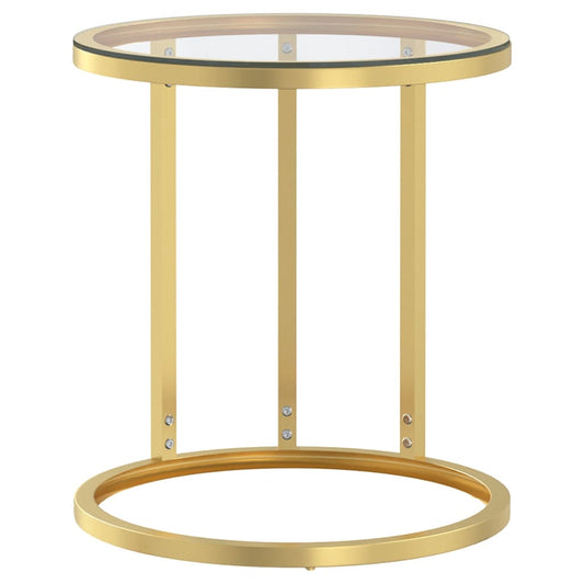 Side Table Gold and Transparent 45 cm Tempered Glass Side Table Gold and Transparent 45 cm Tempered Glass