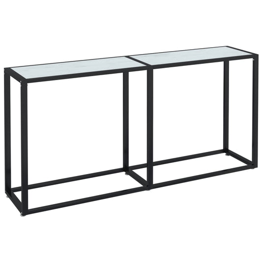 Console Table White Marble 160x35x75.5cm Tempered Glass Console Table White Marble 160x35x75.5cm Tempered Glass