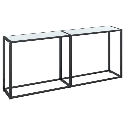 Console Table White Marble 180x35x75.5cm Tempered Glass Console Table White Marble 180x35x75.5cm Tempered Glass