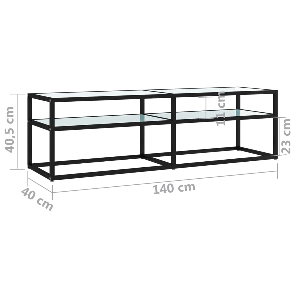 TV Cabinet White Marble 140x40x40,5 cm Tempered Glass