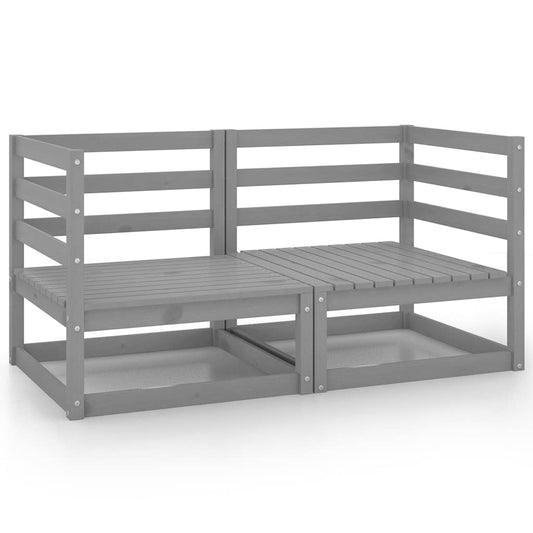 Garden 2-Seater Sofa Grey Solid Pinewood Garden 2-Seater Sofa Grey Solid Pinewood