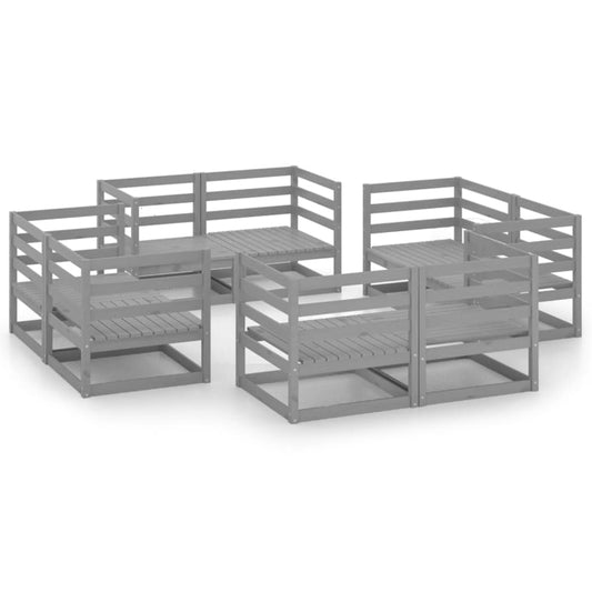8 Piece Garden Lounge Set Grey Solid Pinewood 8 Piece Garden Lounge Set Grey Solid Pinewood