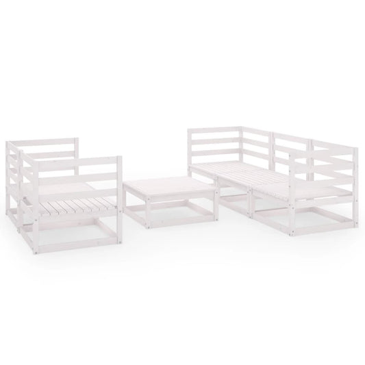 6 Piece Garden Lounge Set White Solid Wood Pine 6 Piece Garden Lounge Set White Solid Wood Pine
