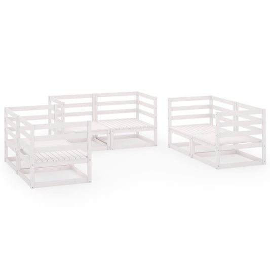 6 Piece Garden Lounge Set White Solid Pinewood 6 Piece Garden Lounge Set White Solid Pinewood