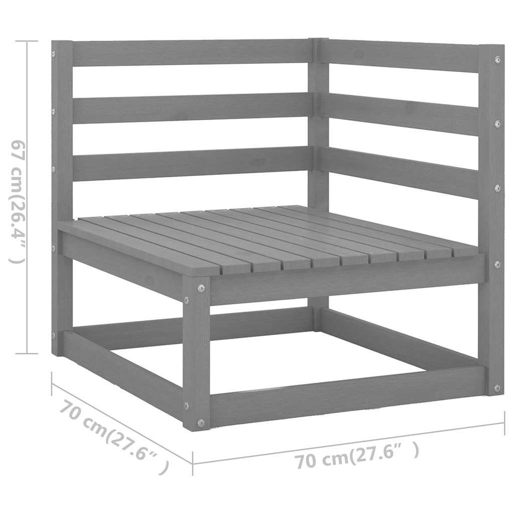 6 Piece Garden Lounge Set Grey Solid Wood Pine