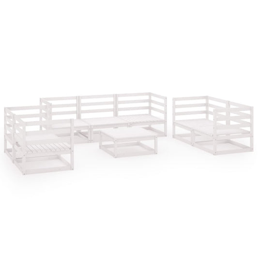 8 Piece Garden Lounge Set White Solid Wood Pine 8 Piece Garden Lounge Set White Solid Wood Pine