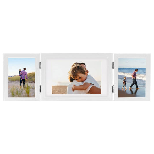 Trifold Photo Frame Collage White 28x18 cm+2x Trifold Photo Frame Collage White 28x18 cm+2x