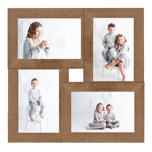 Collage Photo Frame for 4x(13x18 cm) Picture Light Brown MDF Collage Photo Frame for 4x(13x18 cm) Picture Light Brown MDF
