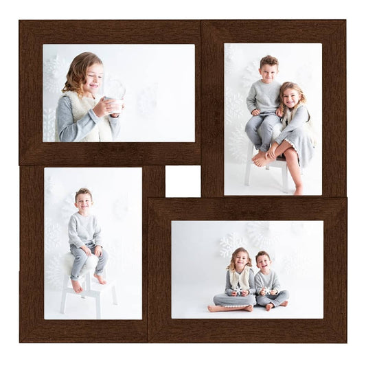 Collage Photo Frame for 4x(13x18 cm) Picture Dark Brown MDF Collage Photo Frame for 4x(13x18 cm) Picture Dark Brown MDF