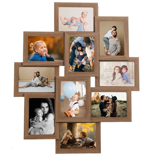 Collage Photo Frame for 10x(13x18 cm) Picture Light Brown MDF Collage Photo Frame for 10x(13x18 cm) Picture Light Brown MDF