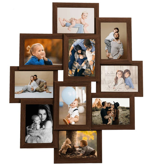 Collage Photo Frame for 10x(10x15 cm) Picture Dark Brown MDF Collage Photo Frame for 10x(10x15 cm) Picture Dark Brown MDF