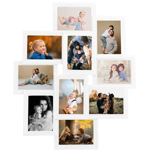 Collage Photo Frame for 10x(10x15 cm) Picture White MDF Collage Photo Frame for 10x(10x15 cm) Picture White MDF