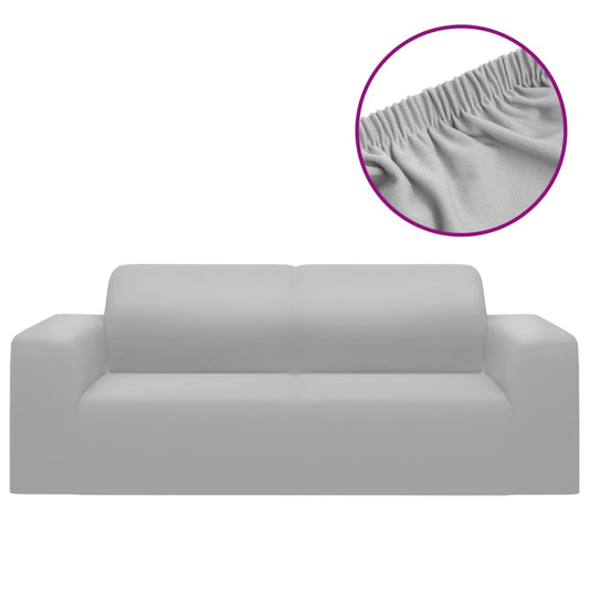 2-Seater Stretch Couch Slipcover Grey Polyester Jersey 2-Seater Stretch Couch Slipcover Grey Polyester Jersey