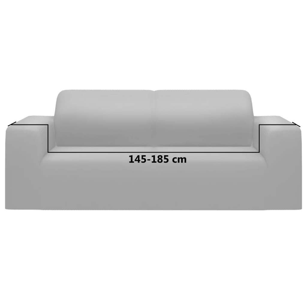 2-Seater Stretch Couch Slipcover Grey Polyester Jersey