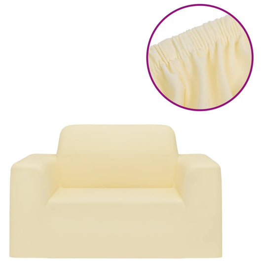 Stretch Couch Slipcover Cream Polyester Jersey Stretch Couch Slipcover Cream Polyester Jersey