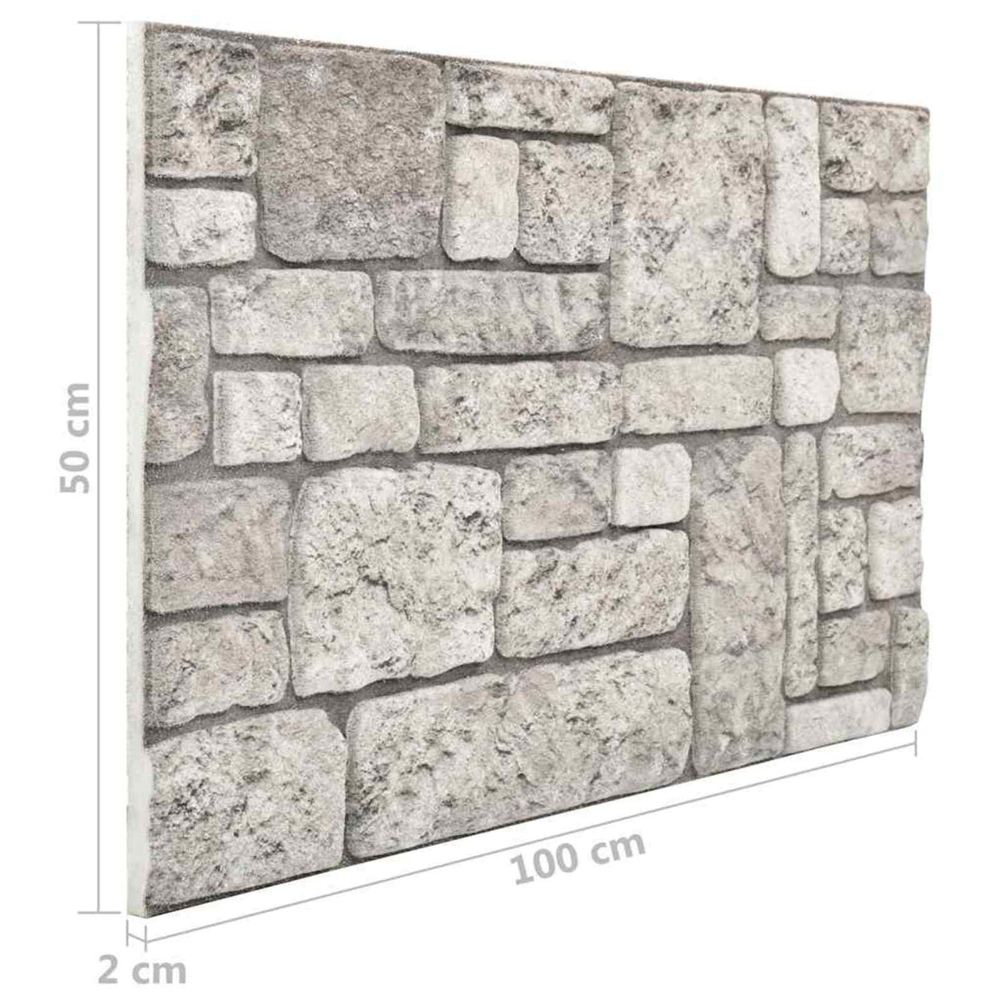 Wall Panels 10 pcs 100 x 50 cm Grey EPS Foam
