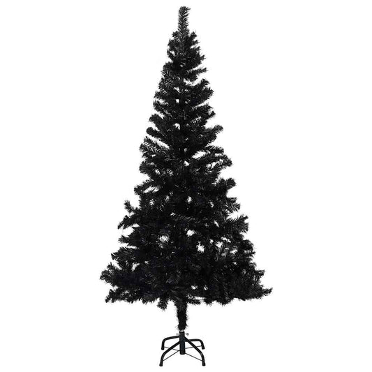 Artificial Pre-lit Christmas Tree with Ball Set Black 150 cm PVC Artificial Pre-lit Christmas Tree with Ball Set Black 150 cm PVC