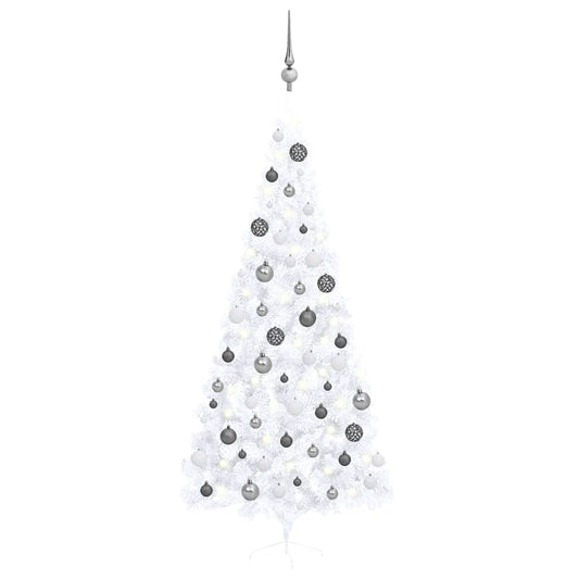 Artificial Half Pre-lit Christmas Tree with Ball Set White 240 cm Artificial Half Pre-lit Christmas Tree with Ball Set White 240 cm