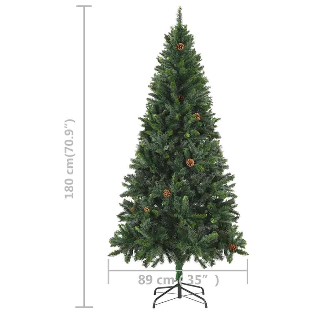 Artificial Pre-lit Christmas Tree with Pine Cones Green 180 cm