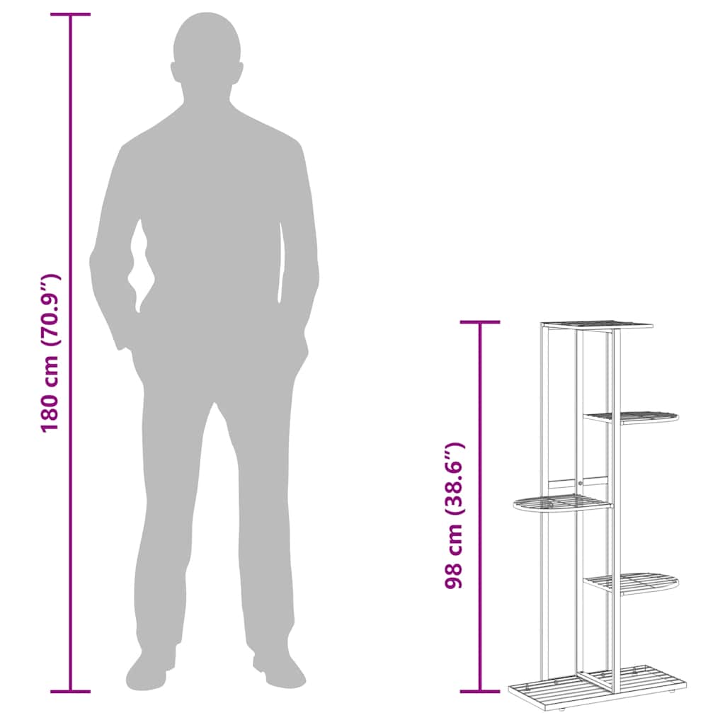 5-Floor Flower Stand 43x22x98 cm Black Metal
