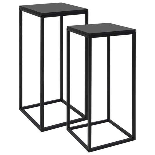Side Tables 2 pcs Black Steel Side Tables 2 pcs Black Steel